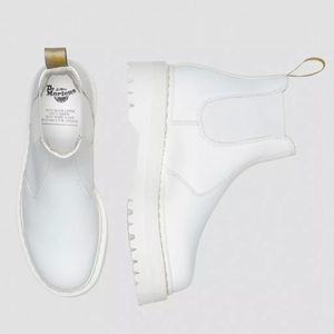 🆕 Dr. Martens White Vegan Platform Chelsea Boots